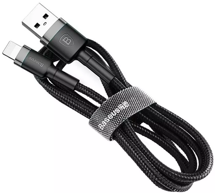 Кабель Baseus Cafule USB-A - Lightning 12w 2.4a 1м cable Black/Gray (CALKLF-BG1) - фото 2