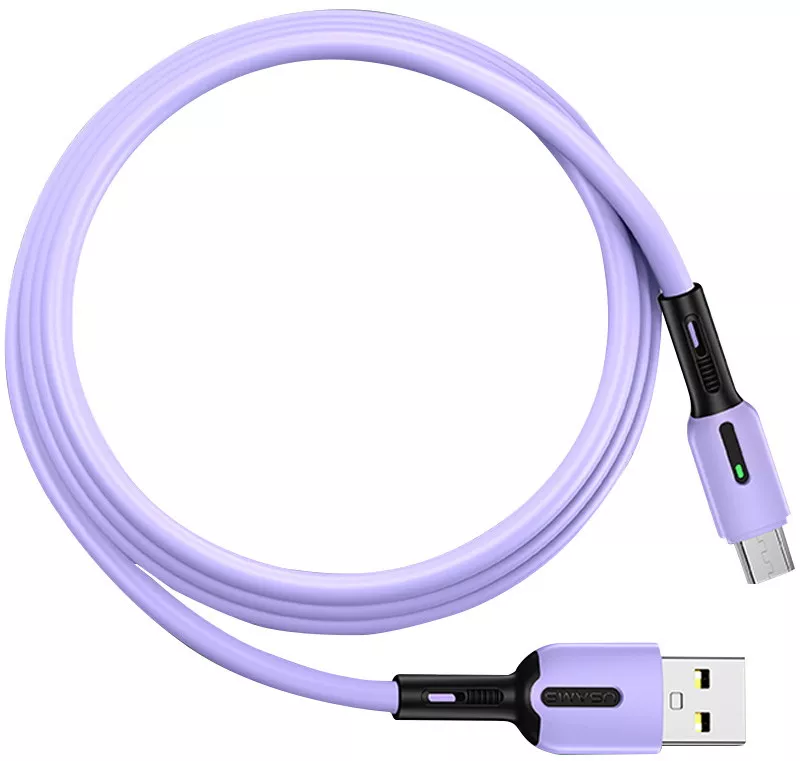 Кабель Usams U51 Silicone USB-A - micro USB 10w 1м cable Purple (US-SJ432) - фото 2