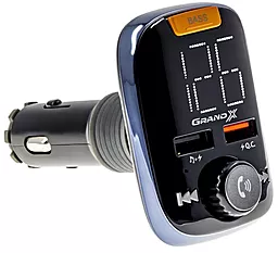Автомобільний зарядний пристрій з FM трансмітером Grand-X 18w QC3.0 2xUSB-A ports car charger black (97GRX)