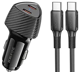 Автомобильное зарядное устройство Borofone BZ31D Solid 60w PD 2xUSB-C ports car charger + USB-C to USB-C cable black