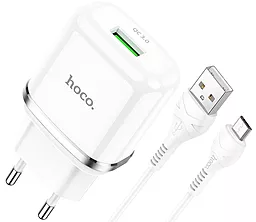 Мережевий зарядний пристрій з швидкою зарядкою Hoco N3 Vigour 3A 18W + Micro USB Cable White - мініатюра 3