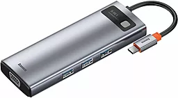 Мультипортовый USB Type-C хаб (концентратор) Baseus Metal Gleam Series 9-in-1 Type-C Gray (CAHUB-CU0G)