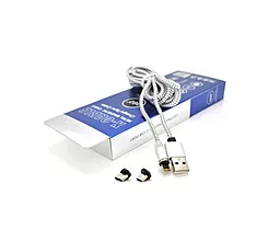 Магнітний кабель для зарядки PiPo Magnetic 3-in-1 USB-A to Type-C/Lightning/micro USB 12w 2.4a 2м сable Silver - фото Магнітний кабель для зарядки PiPo Magnetic 3-in-1 USB-A to Type-C/Lightning/micro USB 12w 2.4a 2м сable Silver