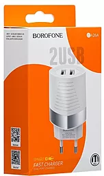 Сетевое зарядное устройство Borofone BA26A Mighty 2.4a 2xUSB-A ports charger white - миниатюра 3 Сетевое зарядное устройство Borofone BA26A Mighty 2.4a 2xUSB-A ports charger white - миниатюра 3