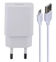 Мережевий зарядний пристрій Borofone BA52A 2.1A + Micro USB Cable White