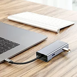Мультипортовый USB Type-C хаб Baseus Square Desk USB-C Multifunctional Hub w/LAN Deep Gray (CATXF-0G) - миниатюра 6