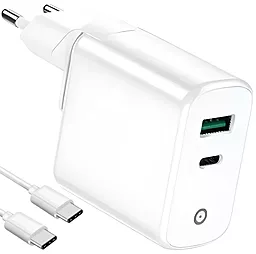 Сетевое зарядное устройство Infinix XC05 20w PD USB-C/USB-A ports charger + USB-C to USB-C cable white - фото Сетевое зарядное устройство Infinix XC05 20w PD USB-C/USB-A ports charger + USB-C to USB-C cable white