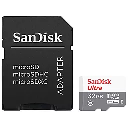 Карта пам'яті SanDisk microSDHC 32GB Ultra Class 10 UHS-I U1 + SD-адаптер (SDSQUNB-032G-GN3MA) - фото Карта пам'яті SanDisk microSDHC 32GB Ultra Class 10 UHS-I U1 + SD-адаптер (SDSQUNB-032G-GN3MA)