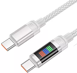 Кабель USB PD Hoco U126 Dynamic RGB LED 100w 5a 1.2m USB Type-C - Type-C cable gray  - миниатюра 3