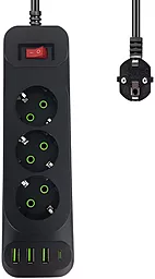 Сетевой фильтр (удлинитель) Voltronic F23U 3 розетки 10A 3xUSB-A-1xUSB-C 2M c выключателем чёрный - фото Сетевой фильтр (удлинитель) Voltronic F23U 3 розетки 10A 3xUSB-A-1xUSB-C 2M c выключателем чёрный