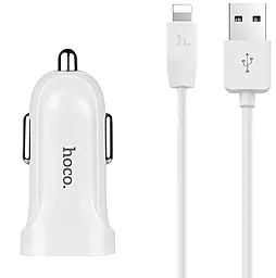 Автомобильное зарядное устройство Hoco Z2A 2.4a 2xUSB-A ports car charger + Lightning cable white - фото Автомобильное зарядное устройство Hoco Z2A 2.4a 2xUSB-A ports car charger + Lightning cable white
