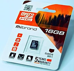 Карта пам'яті Mibrand microSDHC 16GB Class 10 UHS-1 U1 (MICDHU1/16GB)