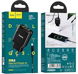 Сетевое зарядное устройство с быстрой зарядкой Hoco N6 Charmer 2USB QC3.0 18W 3A + MicroUSB Cable Black - миниатюра 5