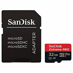 Карта памяти SanDisk microSDHC 32GB Extreme Pro Class 10 UHS-I U3 V30 + SD-адаптер (SDSQXCG-032G-GN6MA)