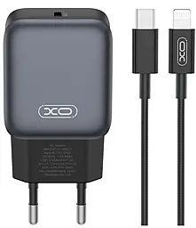 Мережевий зарядний пристрій XO L155 30w GaN PD USB-C fast charger + USB-C to Lightning cable black - фото Мережевий зарядний пристрій XO L155 30w GaN PD USB-C fast charger + USB-C to Lightning cable black