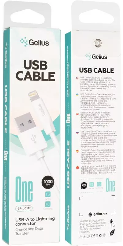 Кабель Gelius Gelius One GP-UC117 USB-A - Lightning 12w 2.4a 1м cable White - фото 3