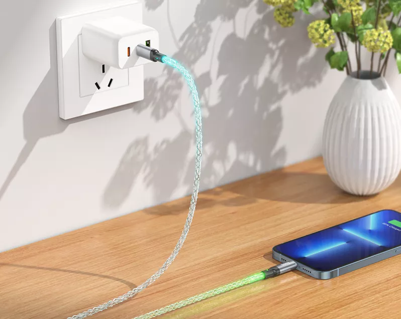Кабель Hoco U112 LED Shine USB Type-C - Lightning 20w 3a 1м PD сable RGB - фото 8
