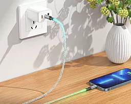 Кабель Hoco U112 LED Shine USB Type-C - Lightning 20w 3a 1м PD сable RGB - мініатюра 8 Кабель Hoco U112 LED Shine USB Type-C - Lightning 20w 3a 1м PD сable RGB - мініатюра 8