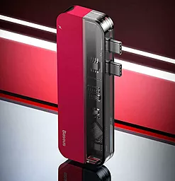 Мультипортовый USB Type-C хаб Baseus Transparent Series Dual USB-C Multifunctional Adapter Red (CAHUB-TS09) - миниатюра 3
