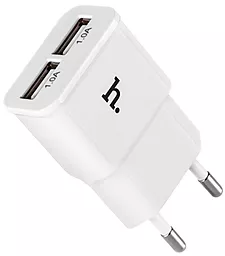 Сетевое зарядное устройство Hoco UH202 1a 2xUSB-A ports charger white - фото Сетевое зарядное устройство Hoco UH202 1a 2xUSB-A ports charger white