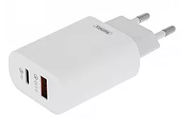 Мережевий зарядний пристрій з швидкою зарядкою Remax RP-U37 18w QC/PD USB-C/USB-A ports home charger white - мініатюра 2