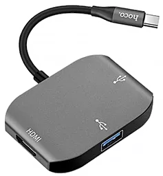 Мультипортовый USB Type-C хаб (концентратор) Hoco HB7 Yito USB-C -> HDMI/USB3.0/USB2.0 Gray