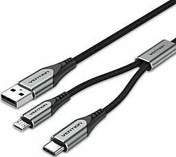 USB Кабель Vention 15w 3a 0.5m 3-in-1 USB to micro/Type-C cable grey (CQGHD)