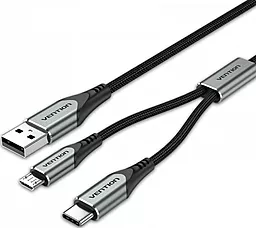 Универсальный кабель Vention 2-in-1 USB-A to Type-C/micro USB 15w 3a 0.5м сable Grey (CQGHD) - фото Универсальный кабель Vention 2-in-1 USB-A to Type-C/micro USB 15w 3a 0.5м сable Grey (CQGHD)