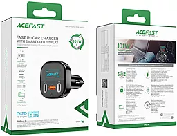 Автомобільний зарядний пристрій AceFast Metal Car Charger OLED Smart Display B5 USB-A + 2USB QC3.0/PD 101W Black - мініатюра 8
