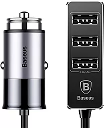Автомобильное зарядное устройство Baseus Enjoy Together 27.5w 4xUSB-A ports car charger dark grey/silver (CCTON-0G) - фото Автомобильное зарядное устройство Baseus Enjoy Together 27.5w 4xUSB-A ports car charger dark grey/silver (CCTON-0G)