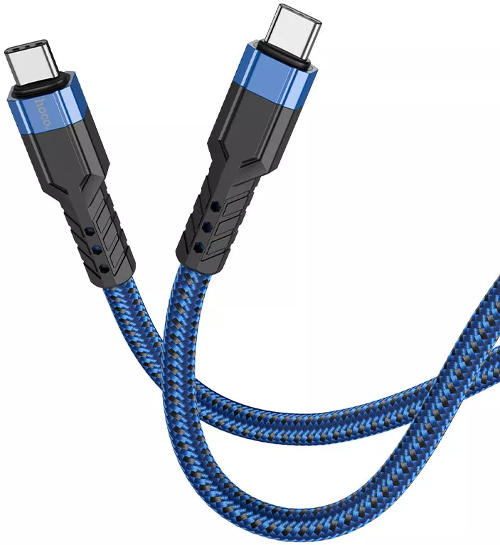 Кабель Hoco U110 USB Type-C - Type-C 60w 3a 1.2м PD cable Blue - фото 2