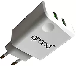 Сетевое зарядное устройство Grand D10A-3 2.1a 2xUSB-A ports charger white - фото Сетевое зарядное устройство Grand D10A-3 2.1a 2xUSB-A ports charger white