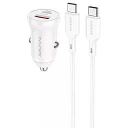 Автомобильное зарядное устройство Borofone BZ18A 20w PD USB-C/USB-A ports car charger + USB-C to USB-C cable white
