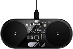 Беспроводное (индукционное) зарядное устройство Baseus 20W Digital LED Display 2in1 Universal version Black (WXSX010101) - миниатюра 2