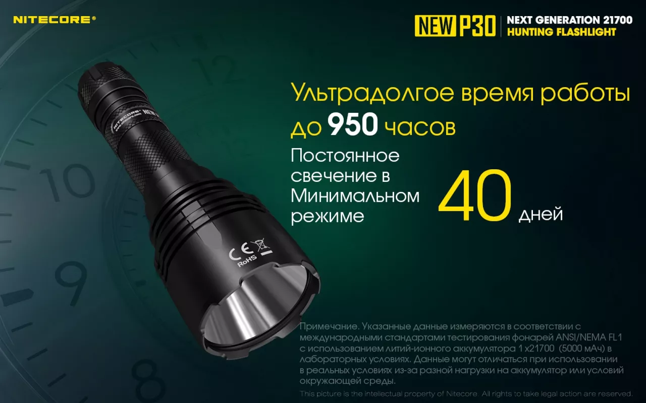 Фонарик аккумуляторный Nitecore P30 NEW (6-1233_new_set) (1x18650, 1x21700, 2xCR123, 2xRCR123) - фото 9