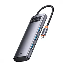 Мультипортовый USB Type-C хаб Baseus Gleam Series 4-in-1 gray (WKWG070013) - миниатюра 2