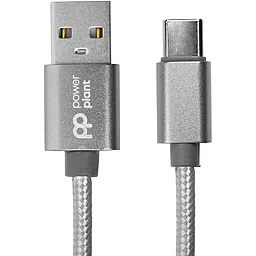 USB Кабель PowerPlant Nylon Type-C Cable Grey