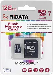 Карта памяти Ridata microSDXC 128GB Class 10 UHS-I U1 + SD адаптер (FF967403) - миниатюра 2