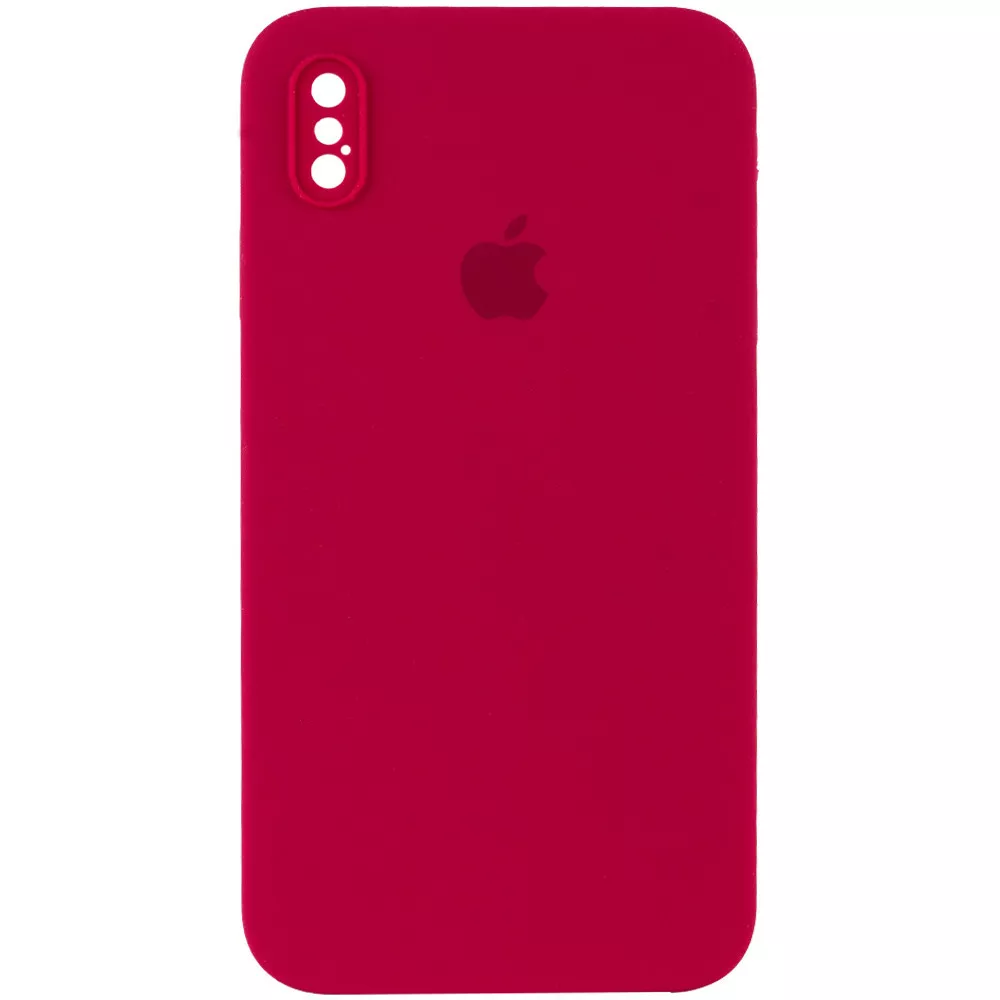 Чехол Silicone Case Full Camera Square для Apple iPhone XS Max  Rose Red - фото 1