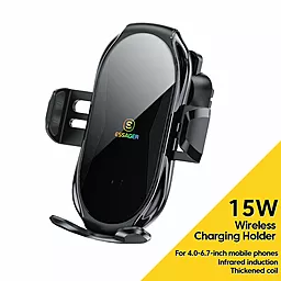 Автодержатель с автозажимом, с беспроводной зарядкой Essager Premium Electric Phone Wireless Charger Bracket black (EZJCFK-ZP01)