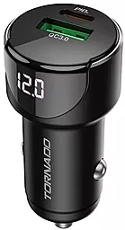 Автомобільний зарядний пристрій Tornado L24 20w PD/QC USB-C/USB-A ports charger black - фото Автомобільний зарядний пристрій Tornado L24 20w PD/QC USB-C/USB-A ports charger black