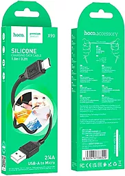 Кабель Hoco X90 Cool Silicone USB-A - micro USB 12w 2.4a 1м cable Black - мініатюра 6 Кабель Hoco X90 Cool Silicone USB-A - micro USB 12w 2.4a 1м cable Black - мініатюра 6