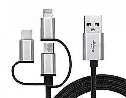 Кабель REAL-EL Premium 3-in-1 USB-A - Lightning/micro USB/Type-C 2a 1м Black (EL123500035) - фото Кабель REAL-EL Premium 3-in-1 USB-A - Lightning/micro USB/Type-C 2a 1м Black (EL123500035)