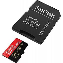 Карта памяти SanDisk microSDXC 64GB Extreme Pro Class 10 UHS-I U3 V30 A2 + SD-адаптер (SDSQXCY-064G-GN6MA) - миниатюра 2