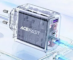 Сетевое зарядное устройство AceFast Sparkling Series Mica A45 65W GaN PD/QC USB-A+2xUSB-C Gray - миниатюра 5