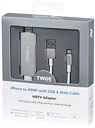 Видеокабель 2E Lightning to HDMI with USB A Cable Aluminium (2EW-2327) - миниатюра 2