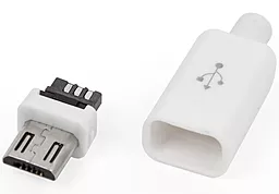Універсальний роз'єм micro-USB, 5 pin, розбірний, "тато", білий - фото Універсальний роз'єм micro-USB, 5 pin, розбірний, "тато", білий