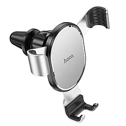 Держатель с автозажимом Hoco CA56 Plus Armor Metal Gravity Black/Steel - фото Держатель с автозажимом Hoco CA56 Plus Armor Metal Gravity Black/Steel