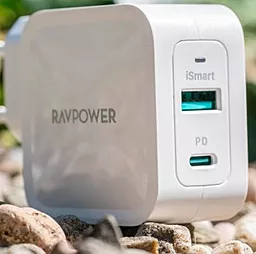 Сетевое зарядное устройство с быстрой зарядкой RavPower 65W USB/PD Charger White (RP-PC133WH) - миниатюра 2