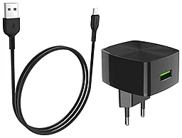 Сетевое зарядное устройство с быстрой зарядкой Hoco C70A Cutting-Edge 3A + Type-C Cable Black - миниатюра 3